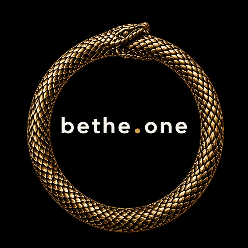 Ouroboros with bethe.one wordmark — the eternal cycle of becoming