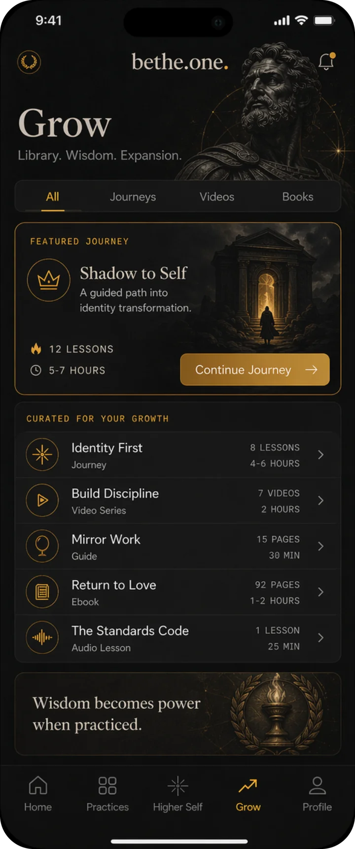 BE THE ONE Library — curated journeys and lessons