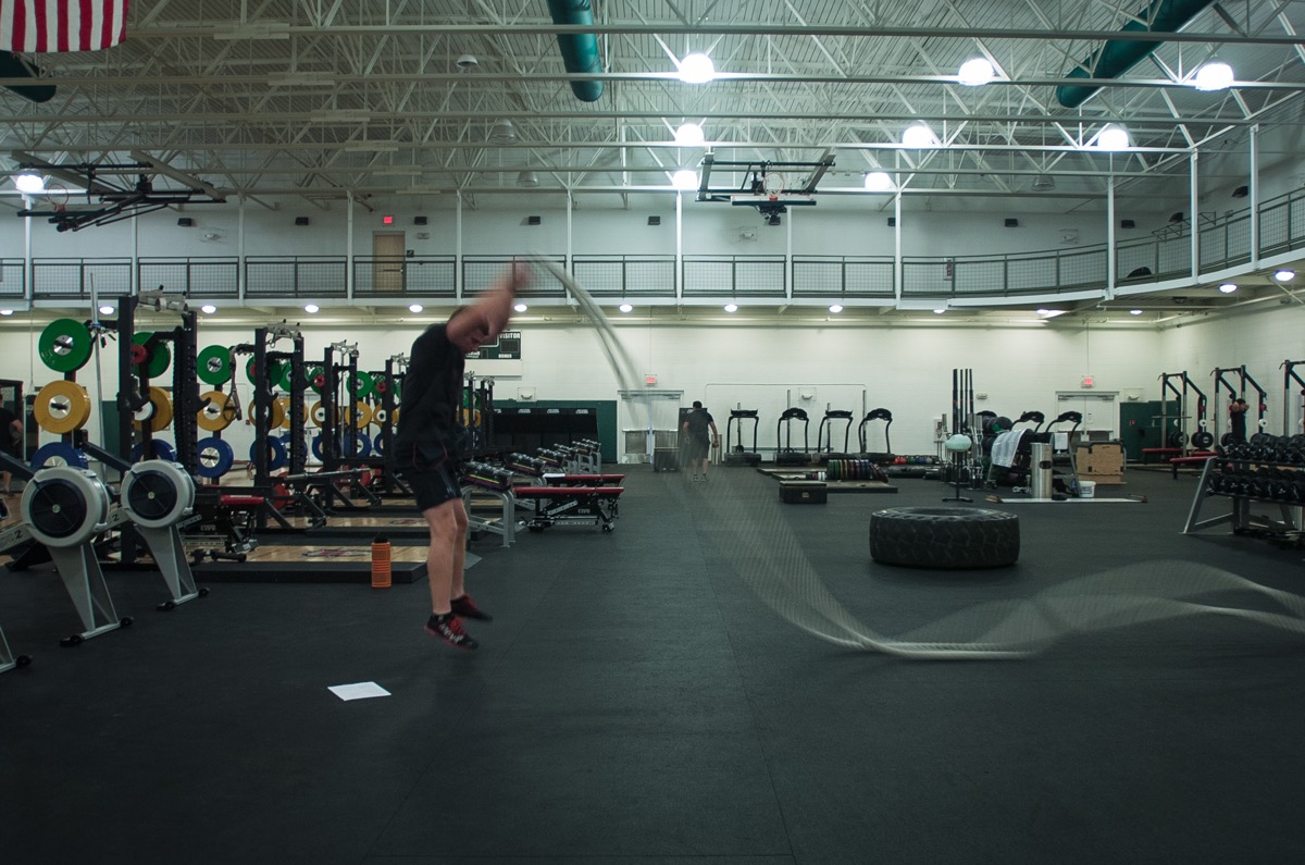 A soldier participating in a performance fitness program, illustrating physical training as a mental reset tool