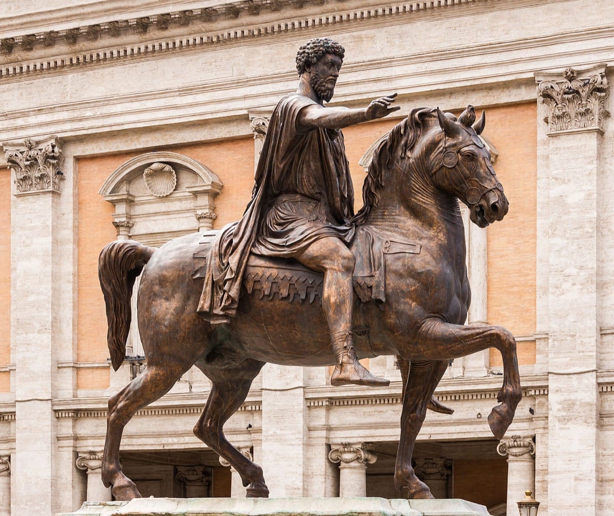 Equestrian statue of Marcus Aurelius, a symbol of Stoic wisdom about character revealed through action