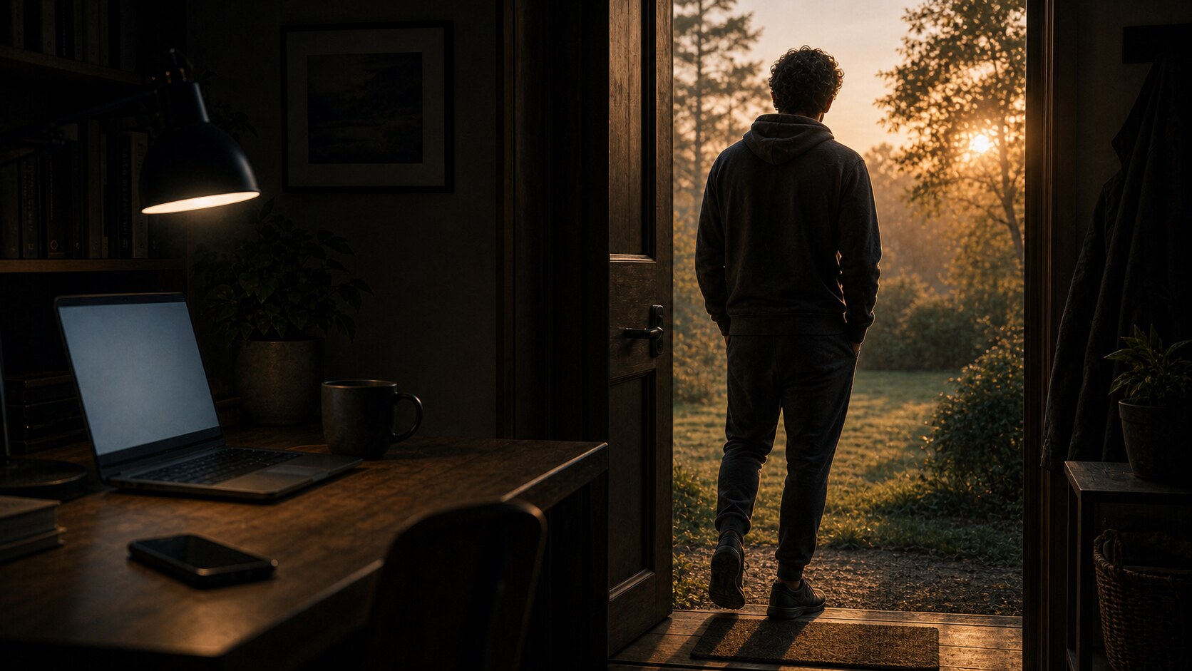 A quiet morning walk at dawn: the low-stimulation kind of reset a dopamine detox rebuilds