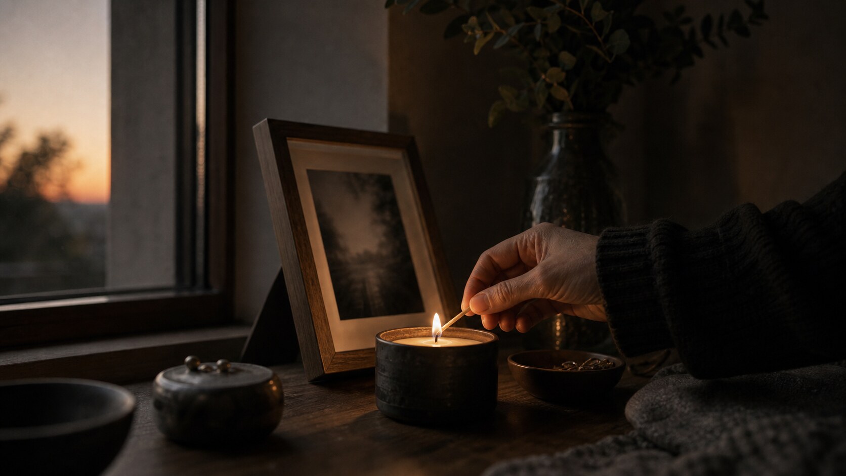 A quiet letter, photograph, and cup on a wooden table: how to process grief by giving love somewhere to land
