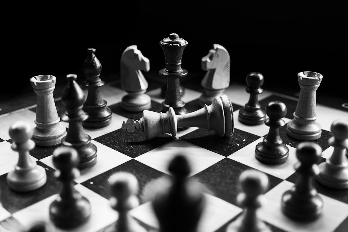 A chess board mid-game: every new morning is a fresh move in the game of life, a respawn with yesterday's lessons as experience points