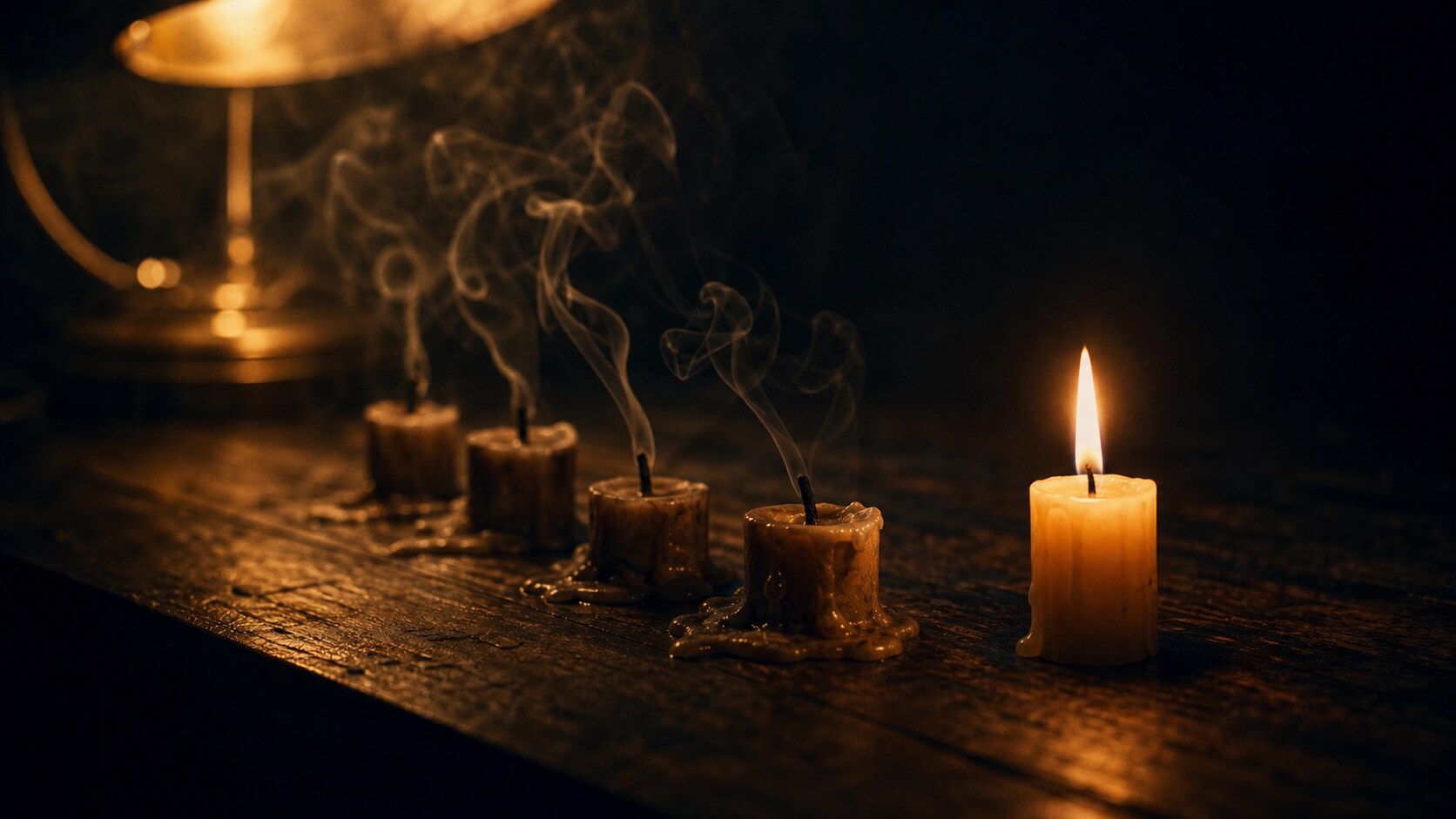 Motivation versus discipline shown as a candle burning out beside a steady gold flame