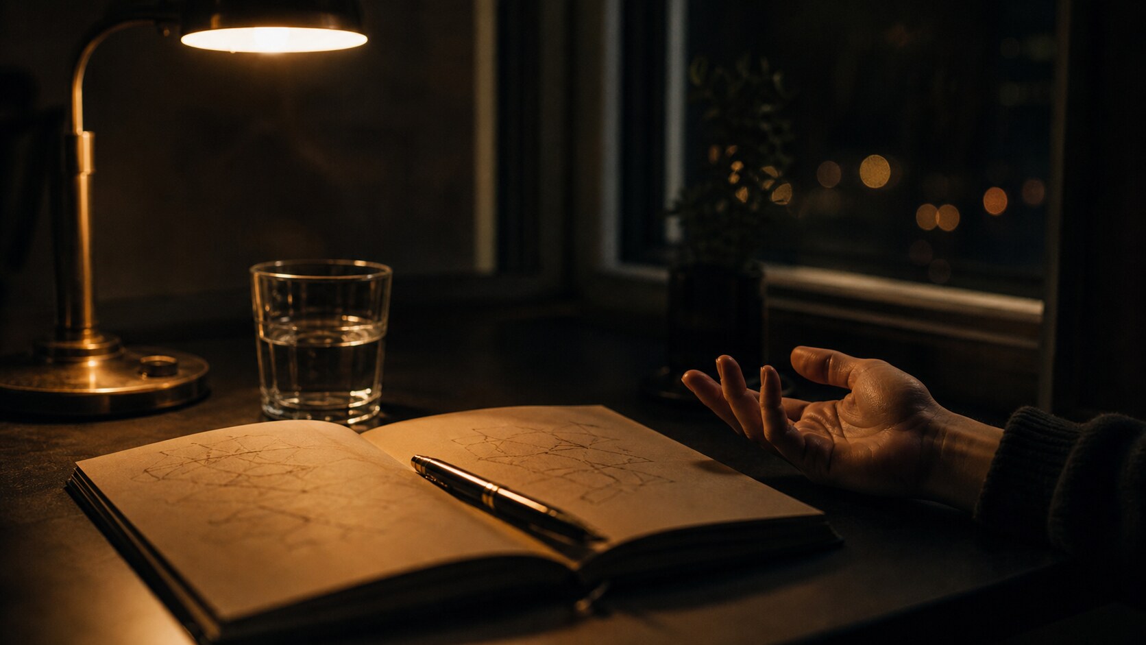 A calm notebook scene for naming emotions and lowering the anxiety response