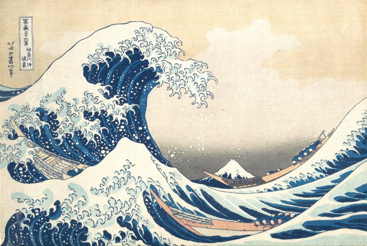 Hokusai's The Great Wave: raw force meeting stillness, the way true identity pushes through resistance