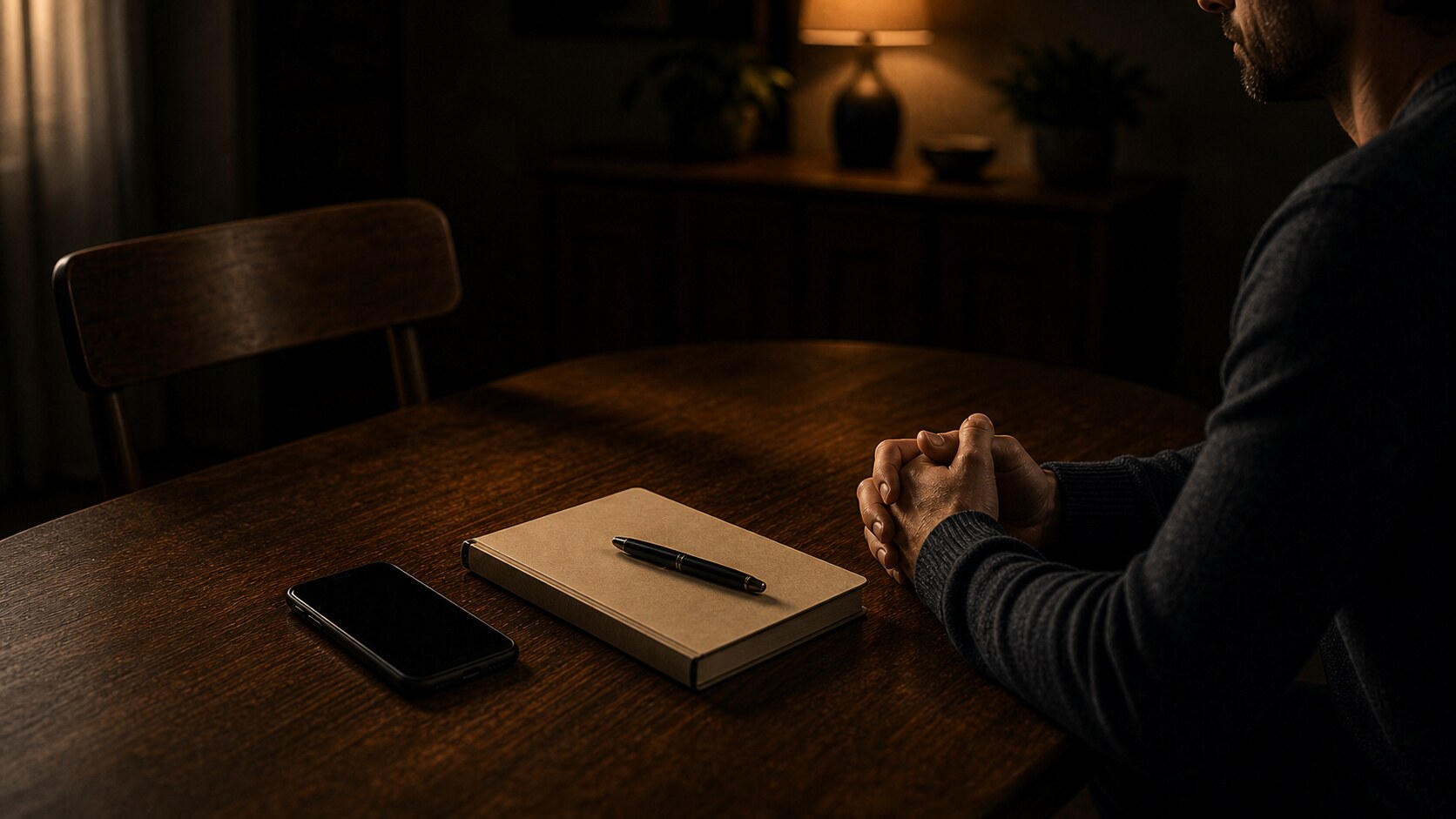 A notebook open beside a phone: writing the hard conversation first lowers the charge before you speak
