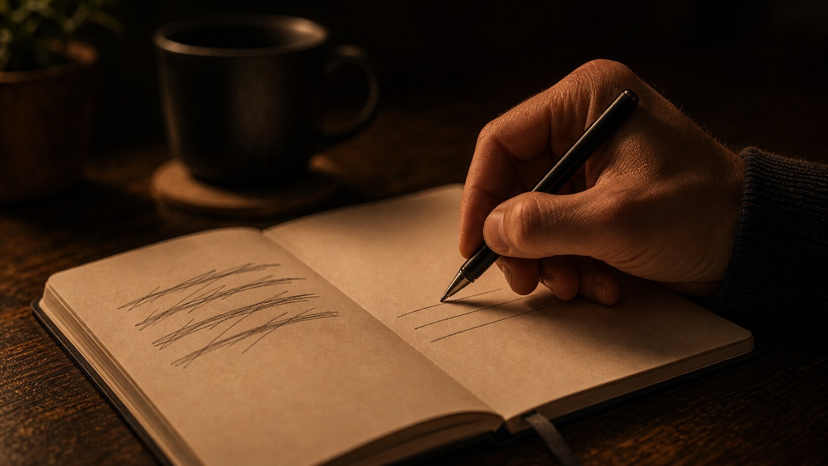 A person editing the story they tell themselves through self-talk