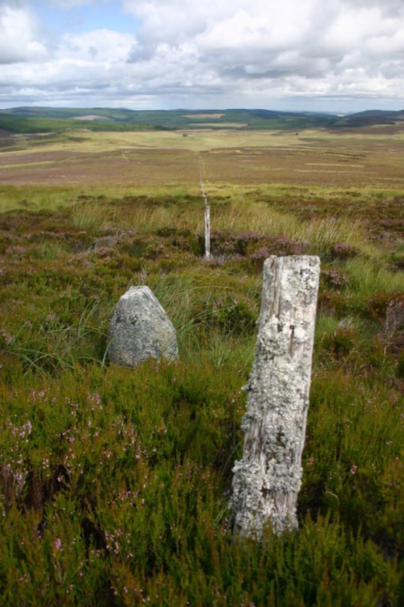 A boundary stone beside a weathered fence on open moorland: a line that does not move is what raising standards actually looks like in practice